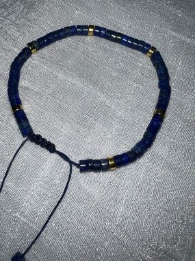 Lapis Lazuli “Stone of Truth” Adjustable Bracelet with Gold Accents approx 4 mm